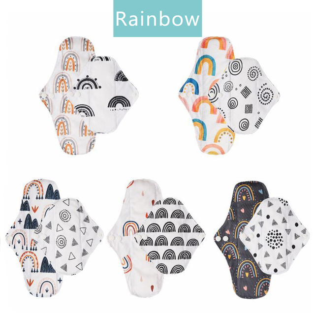 NatureFlow 10Pcs- Eco-Friendly Reusable Bamboo Charcoal Sanitary Pads with Super Absorption