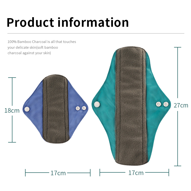 NatureFlow 10Pcs- Eco-Friendly Reusable Bamboo Charcoal Sanitary Pads with Super Absorption