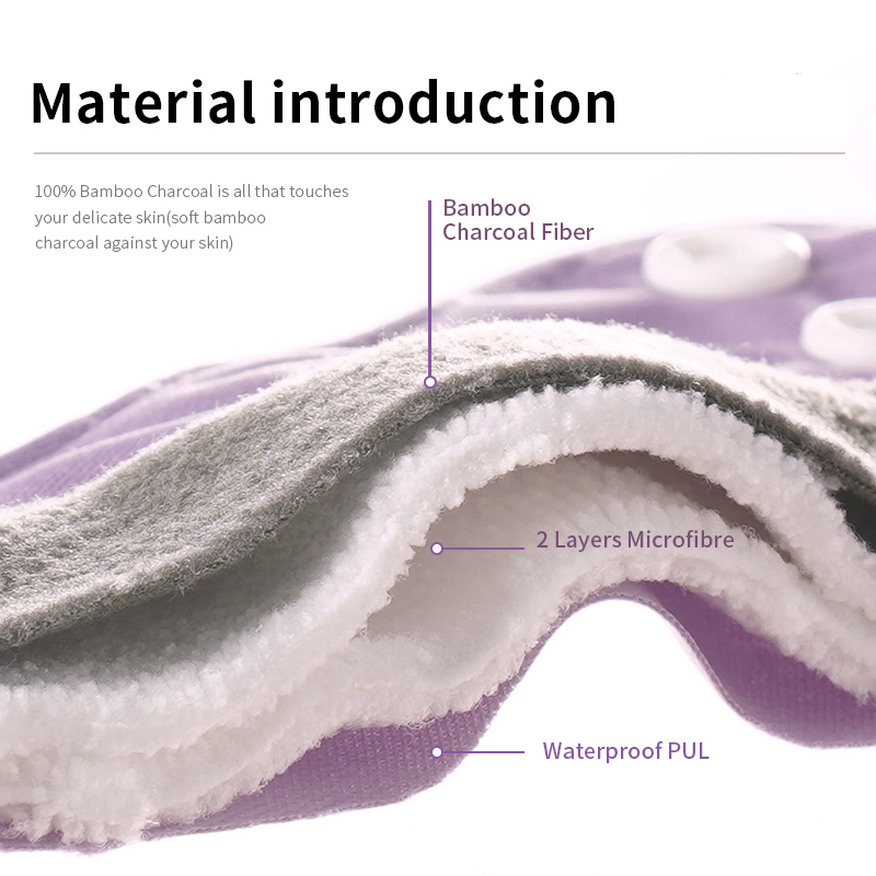 NatureFlow 10Pcs- Eco-Friendly Reusable Bamboo Charcoal Sanitary Pads with Super Absorption