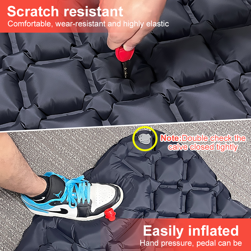 Essetial Outdoor Camping Sleeping Pad - Ultralight Inflatable Mattress with Built-in Inflator Pump and Pillow