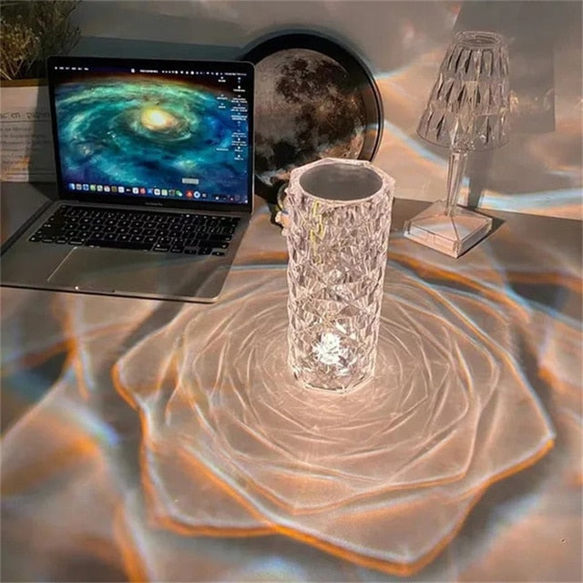Enchanting LED Crystal Table Lamp - Illuminate Your Space with a Vibrant Array of 3/16 Colours