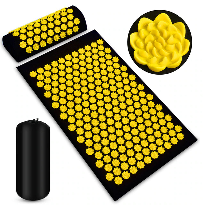 Acupressure Stress Reliever mat with Pillow and storage bag