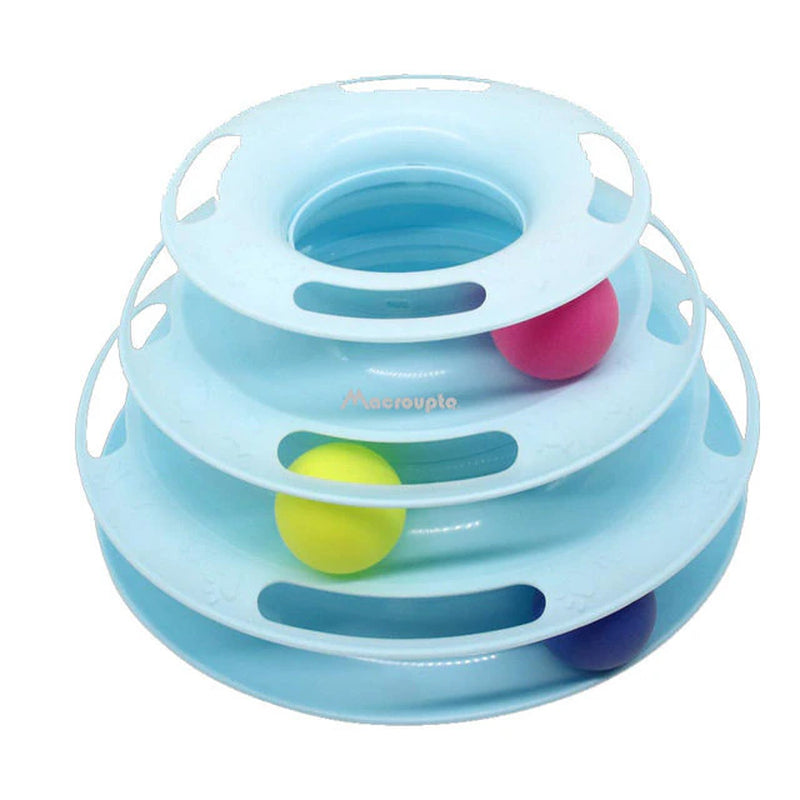 3/4-Level Cat Tower with Tracks & Amusement Plate | Interactive Cat Toys for Intelligence Training