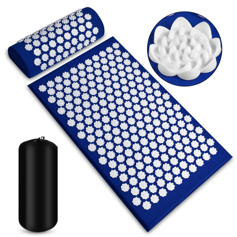 Acupressure Stress Reliever mat with Pillow and storage bag