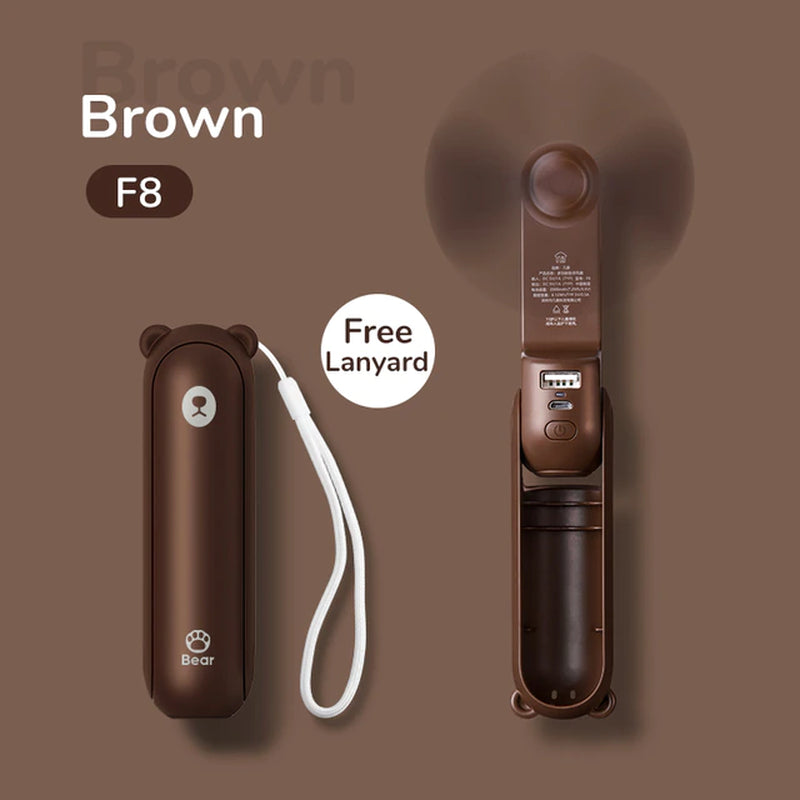 Portable and USB Rechargeable Handheld Pocket Size Mini Fan with Power Bank Flashlight Feature