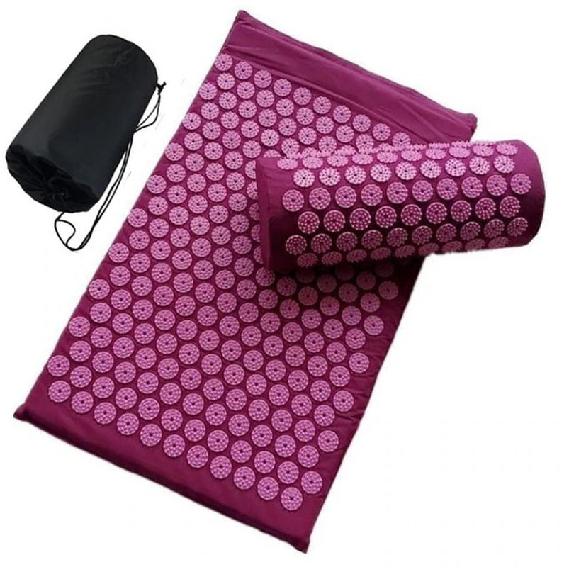 Acupressure Stress Reliever mat with Pillow and storage bag