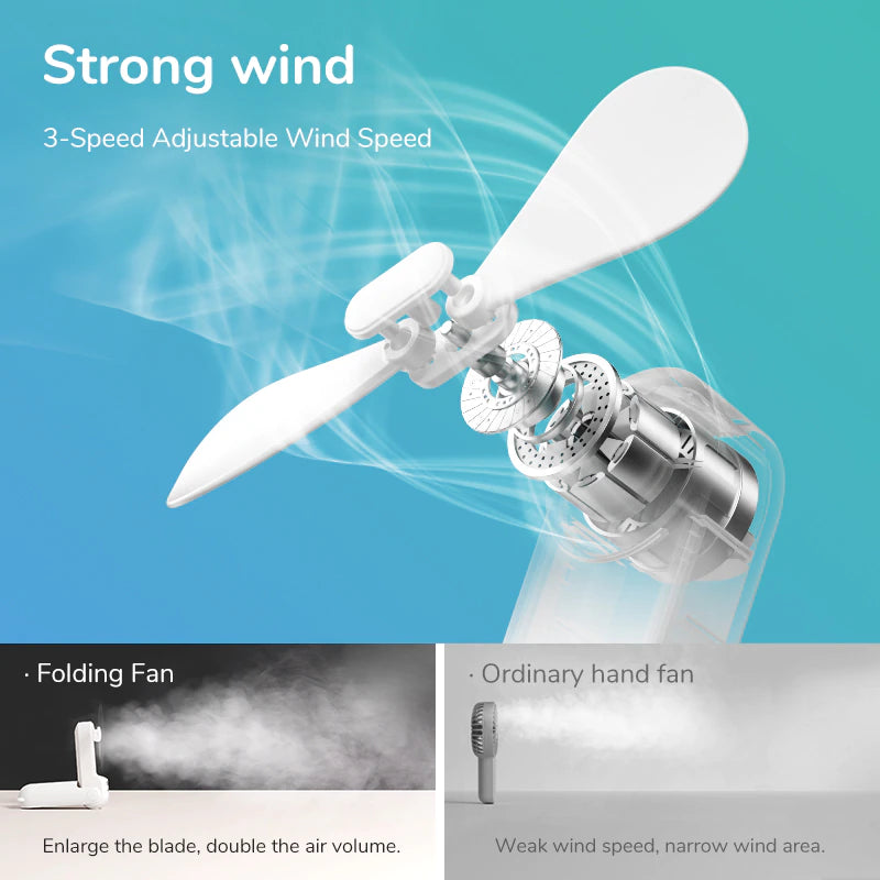 Portable and USB Rechargeable Handheld Pocket Size Mini Fan with Power Bank Flashlight Feature