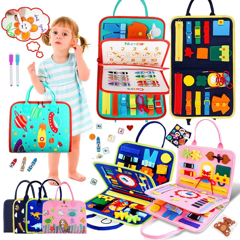 Carry Case Sensory Board & Preschool Learning Educational Travel Activities