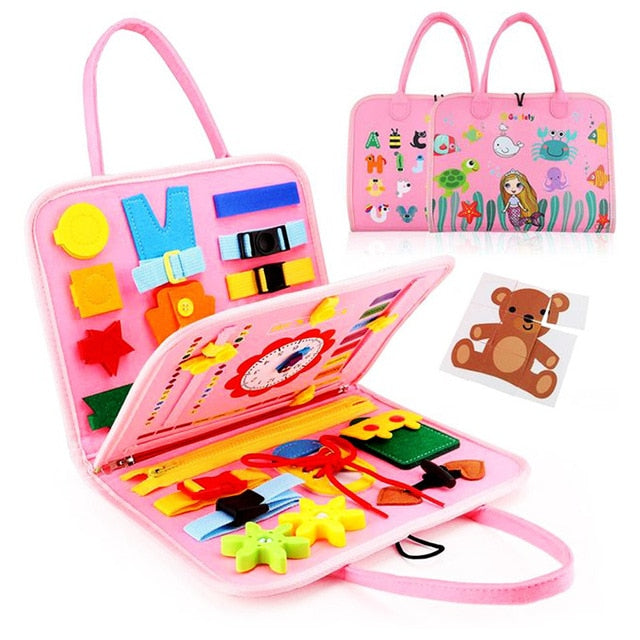 Carry Case Sensory Board & Preschool Learning Educational Travel Activities