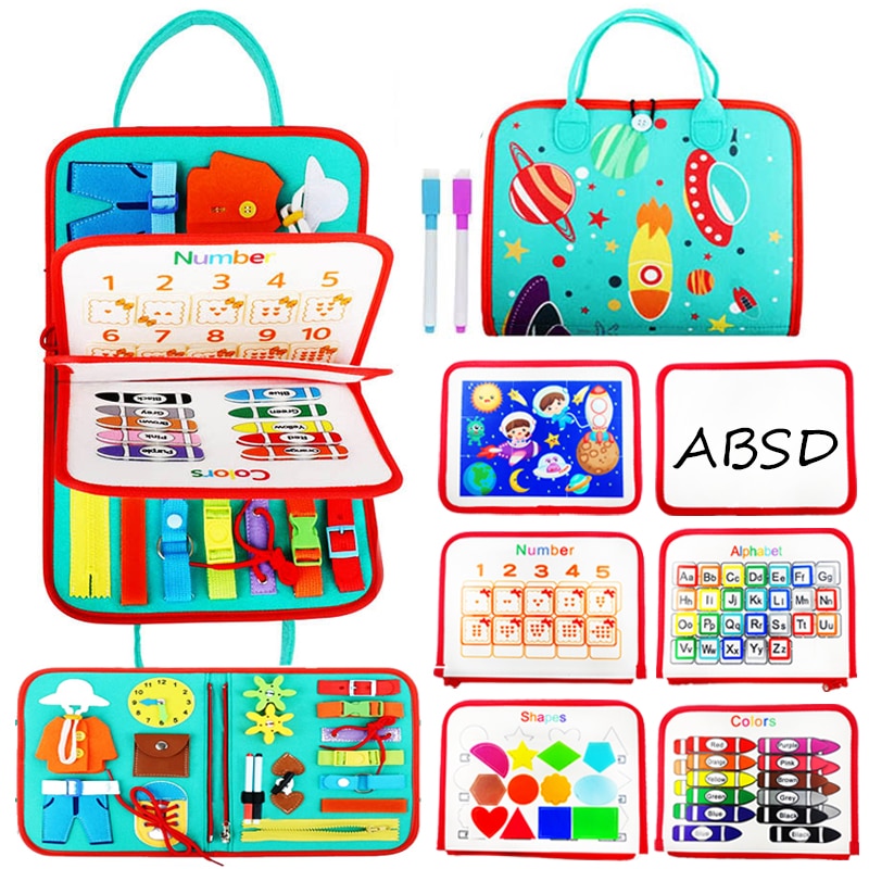 Carry Case Sensory Board & Preschool Learning Educational Travel Activities