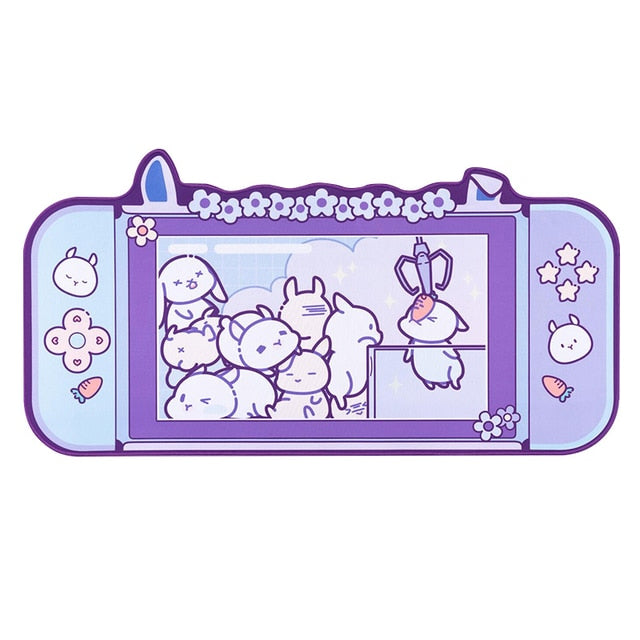 Cute Cat Ear Big Mouse Pad - Pink/Purple Cartoon Gaming Accessories for Computer Keyboard and Desk