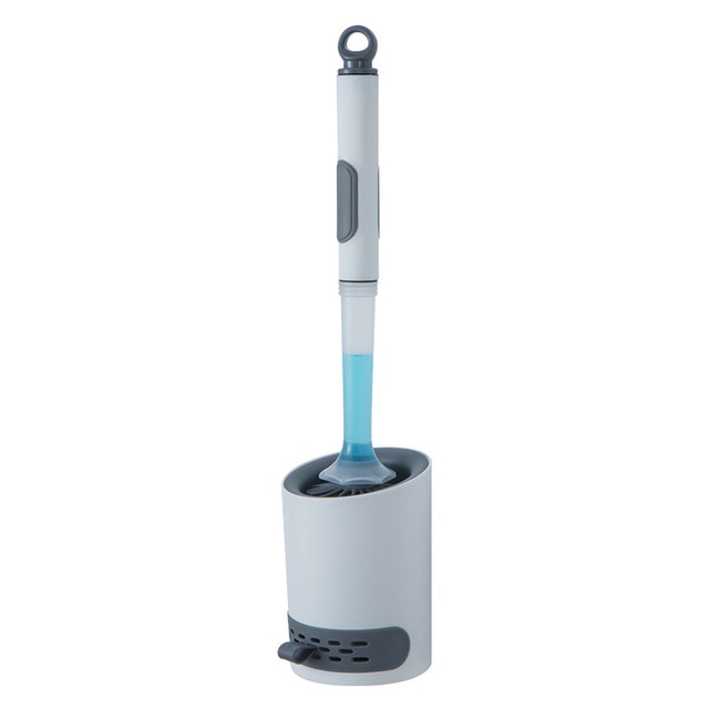 Detergent Refillable Toilet Brush Set - Wall-Mounted with Holder - Silicone TPR Brush