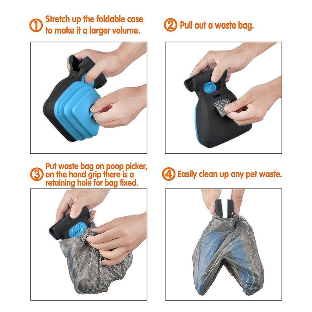 EcoPaws Foldable Pet Pooper Scooper - Animal-Friendly Travel Cleaner with Decomposable Bags