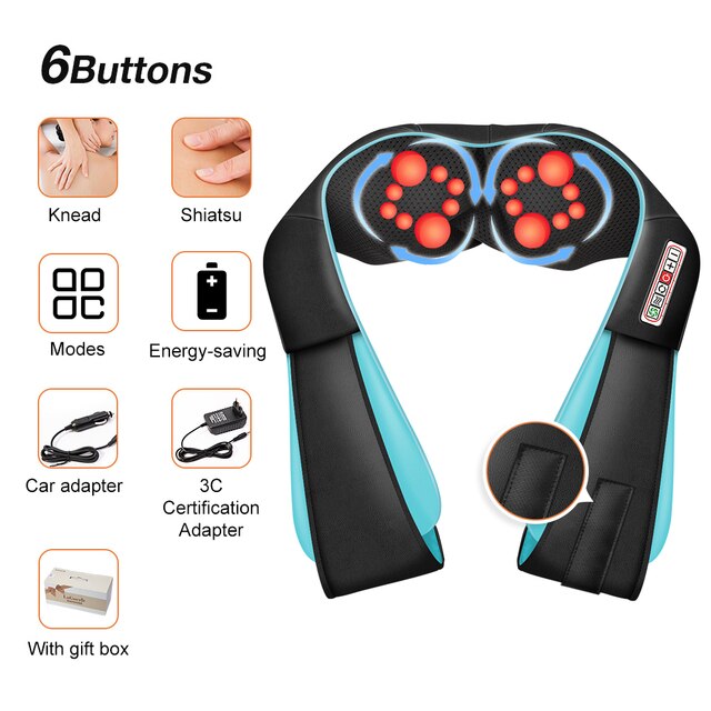 U-Shape Electrical Shiatsu Massager with Infrared Heated 4D Kneading: for Deep Relaxation and Pain Relief