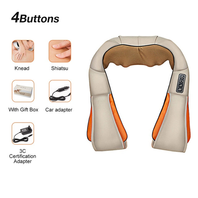 U-Shape Electrical Shiatsu Massager with Infrared Heated 4D Kneading: for Deep Relaxation and Pain Relief