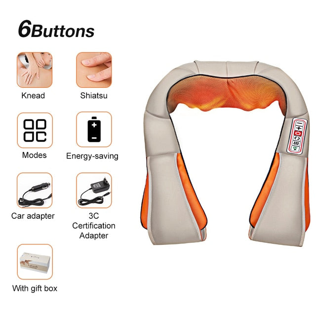 U-Shape Electrical Shiatsu Massager with Infrared Heated 4D Kneading: for Deep Relaxation and Pain Relief