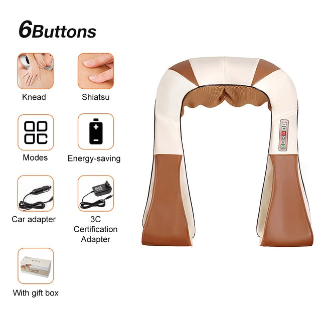 U-Shape Electrical Shiatsu Massager with Infrared Heated 4D Kneading: for Deep Relaxation and Pain Relief