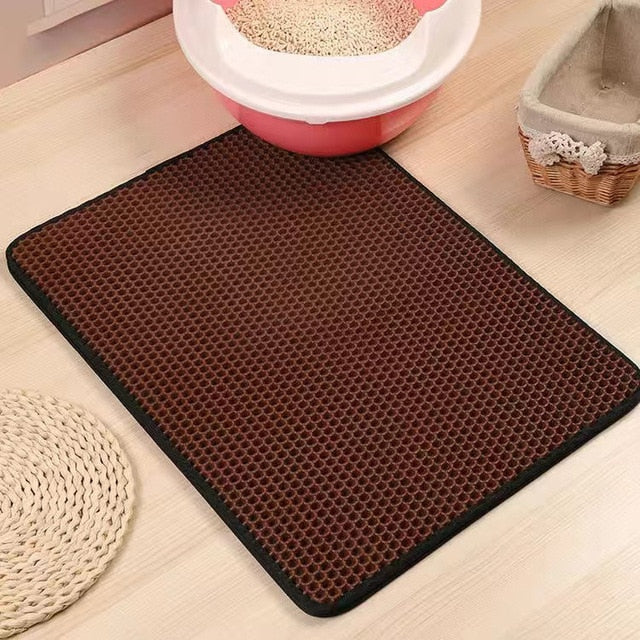 Non-slip, Messy-Free and Waterproof Premium Double Layer Cat Litter Mat