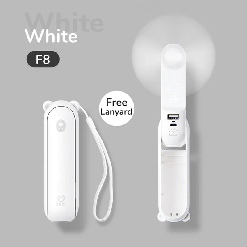 Portable and USB Rechargeable Handheld Pocket Size Mini Fan with Power Bank Flashlight Feature