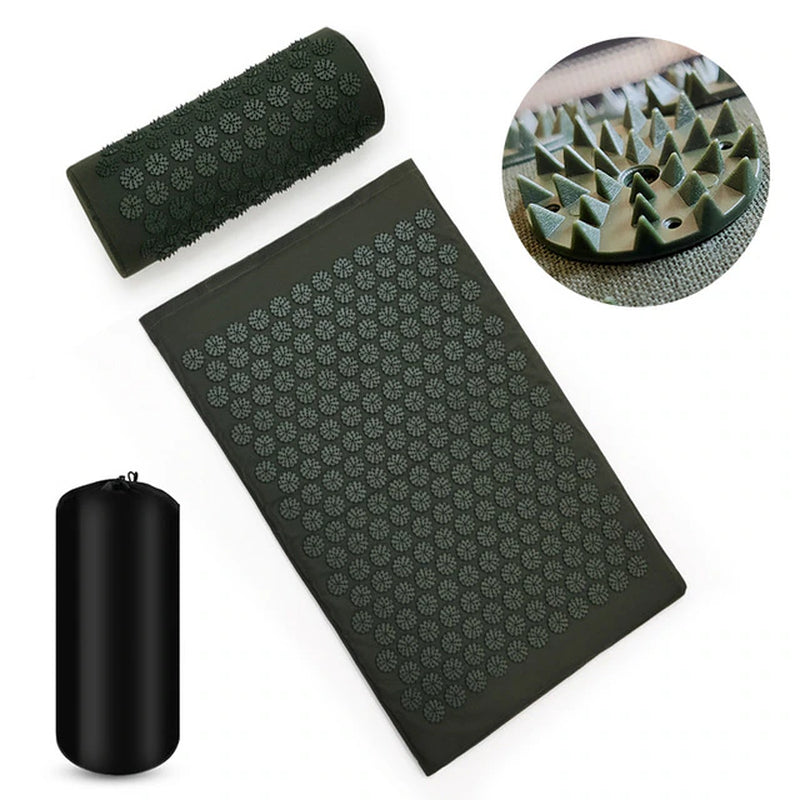 Acupressure Stress Reliever mat with Pillow and storage bag