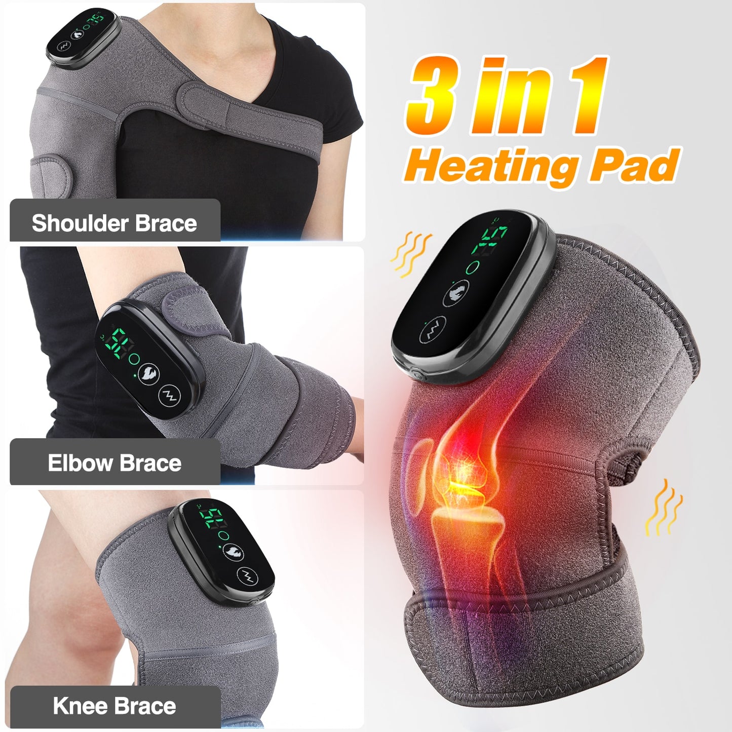 Electric Heated Knee Joint Massager: Therapy, Vibration, and Arthritis Pain Reliever